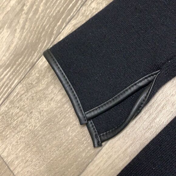 Womens Zara Knit Faux Leather Trim Open Cardigan Long Sweater - Picture 6 of 8